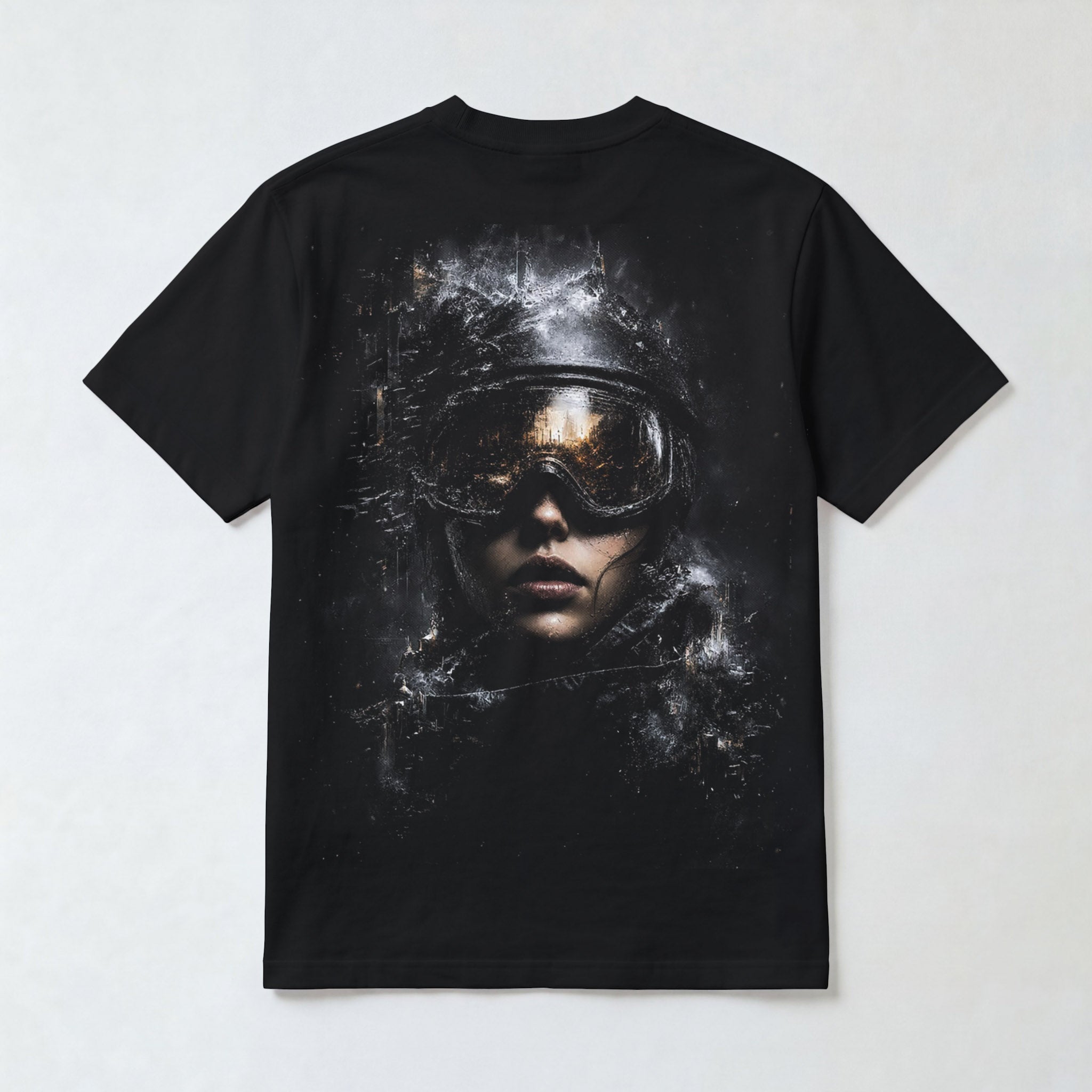 "Cyberpunk Goggles" Futuristic Portrait Graphic Tee