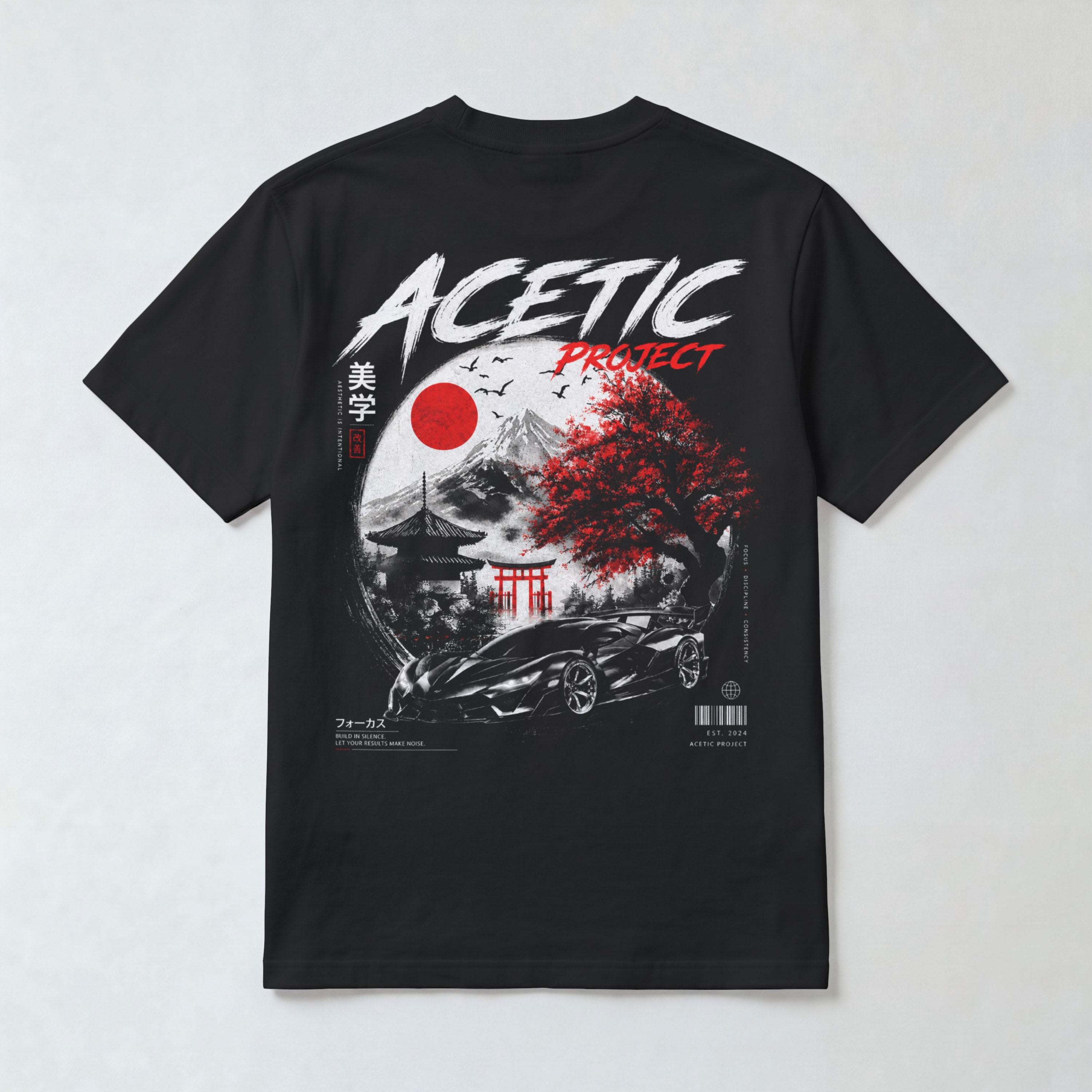 "Acetic Project" Japanese Aesthetic Supercar Men's Graphic T-Shirt