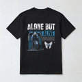 "Alone But Alive" Grim Reaper Graphic Men's Black Streetwear T-Shirt
