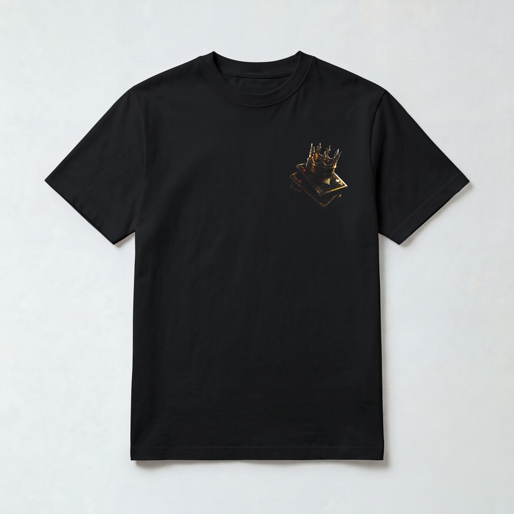 King & Queen of Hearts" Gold Foil Playing Cards Men's Black Graphic T-Shirt