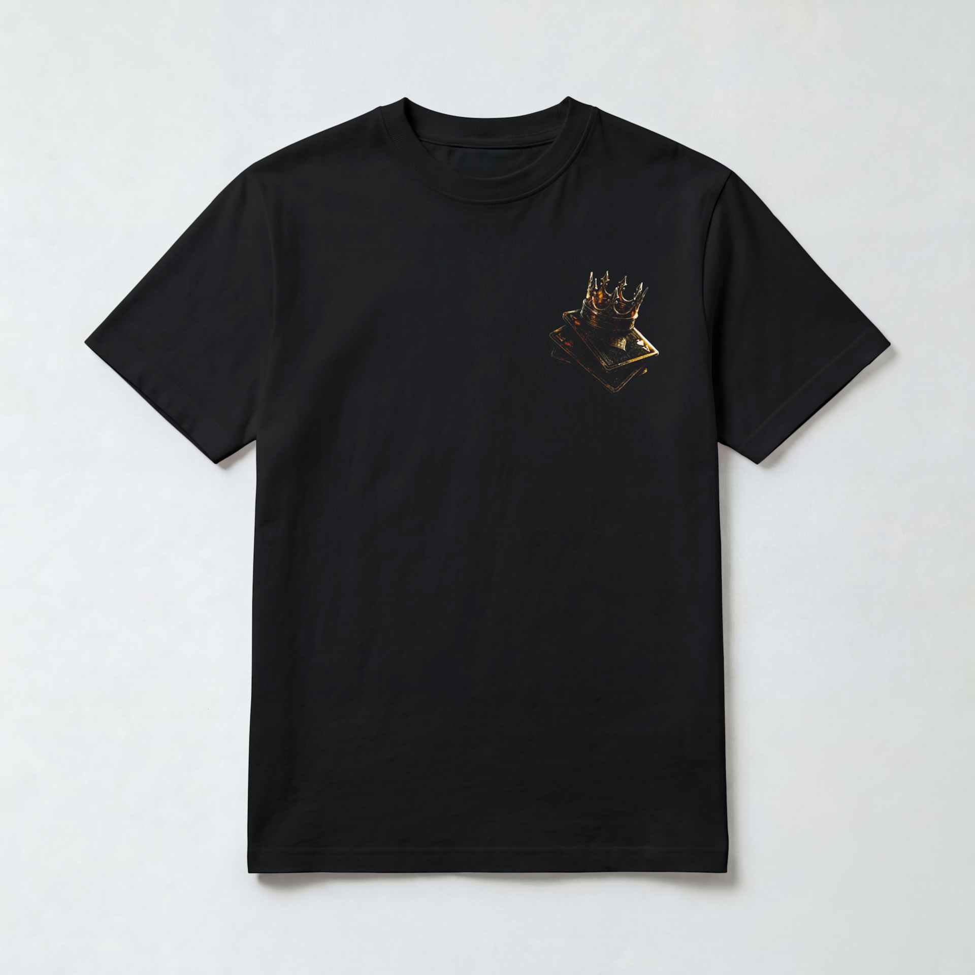 King & Queen of Hearts" Gold Foil Playing Cards Men's Black Graphic T-Shirt