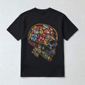 "Jeweled Crystal Skull" Luxury Gothic Men's Black Graphic T-Shirt
