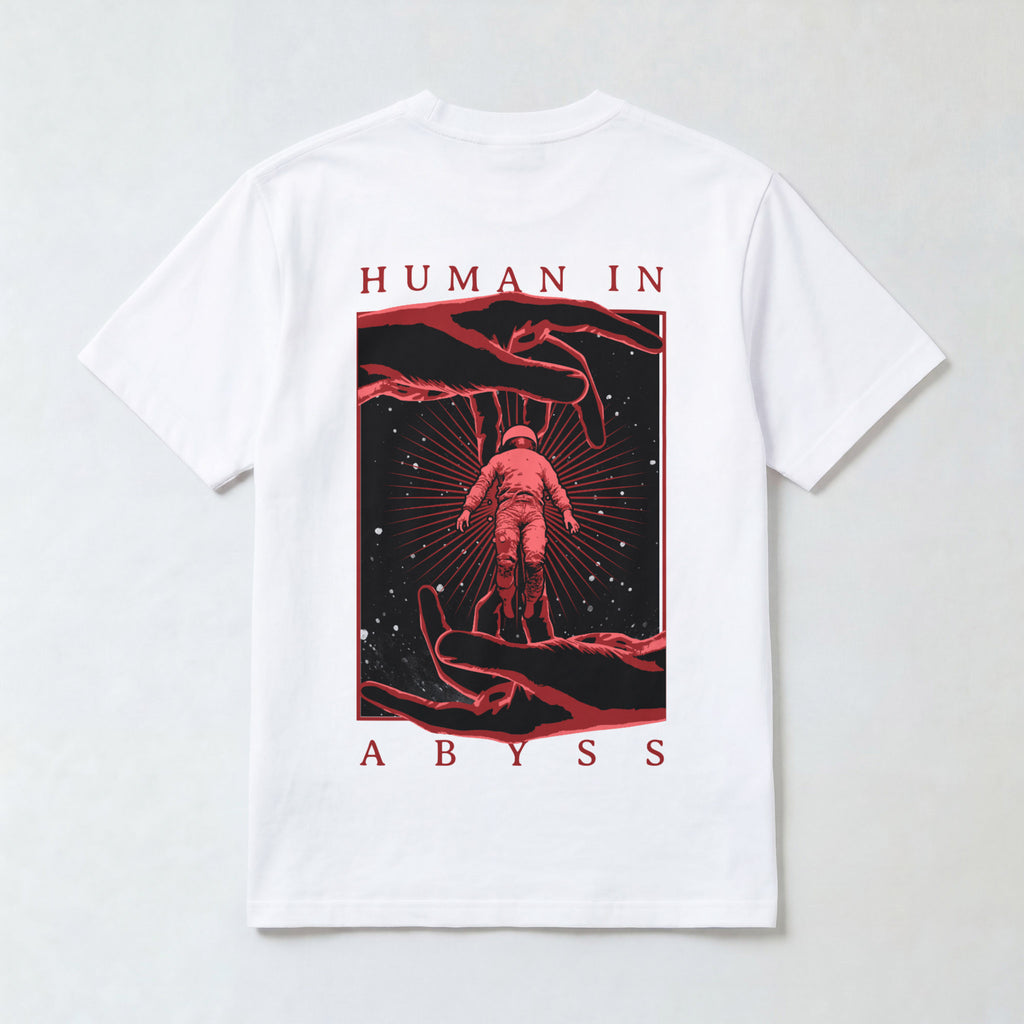 "Human in Abyss" Surreal Astronaut Graphic Tee