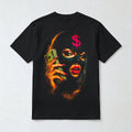 Streetwear Ski Mask & Cash Portrait T-Shirt — Black