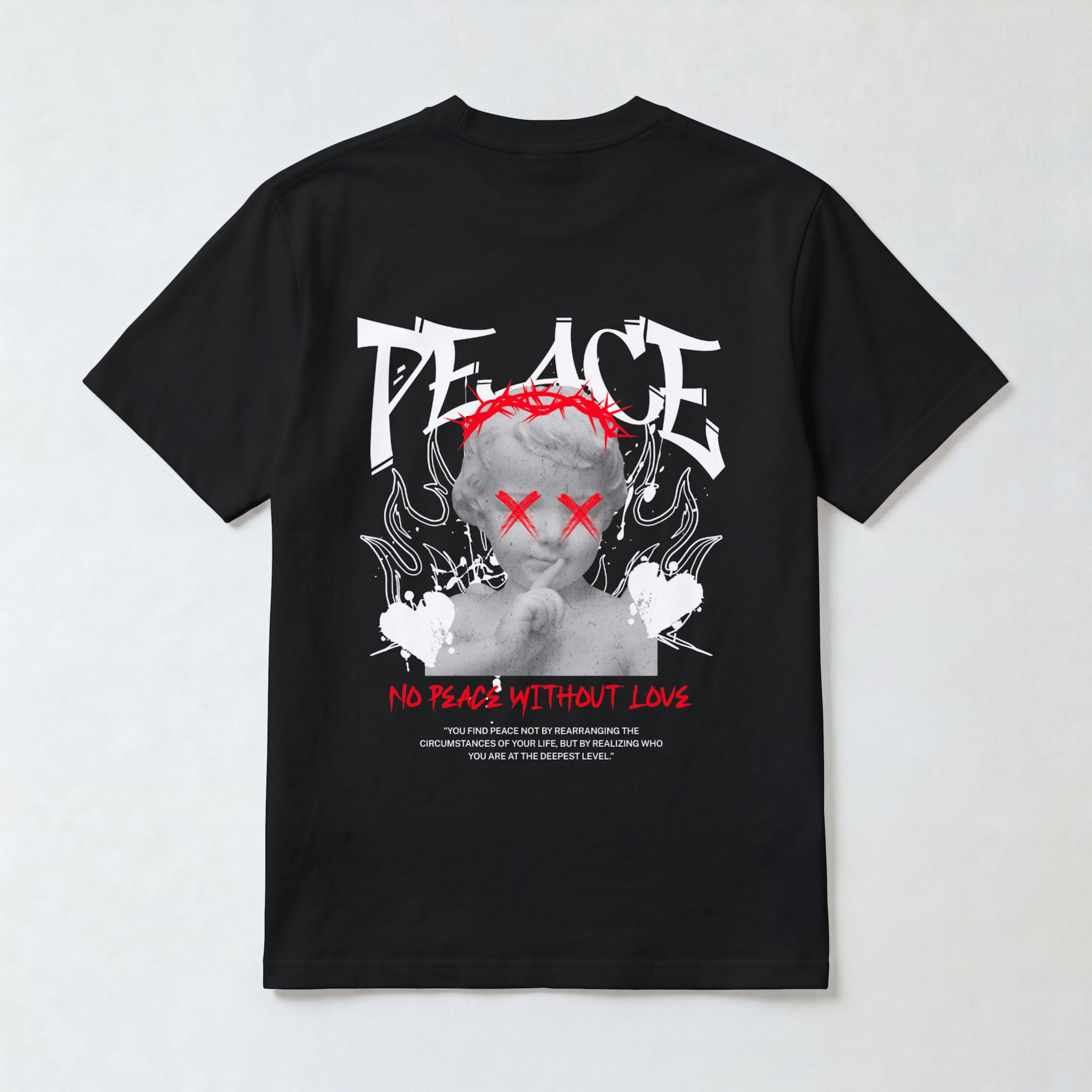 "No Peace Without Love" Cherub Sculpture Graphic Tee
